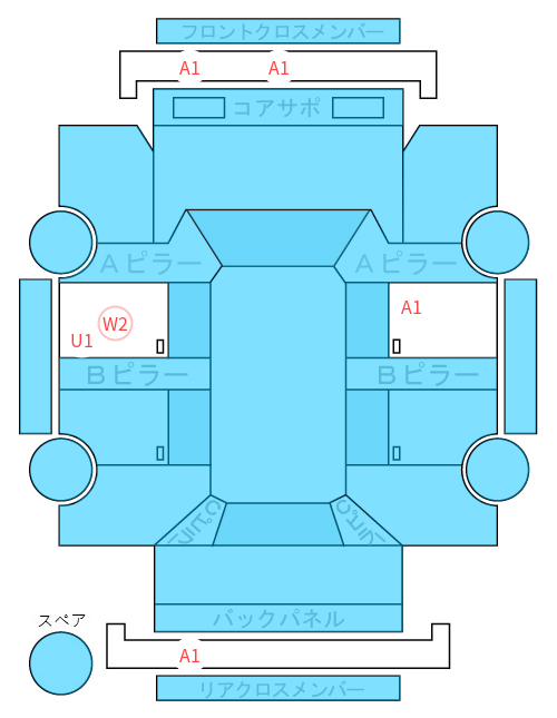 Body condition diagram (damage marks, Japanese labels)