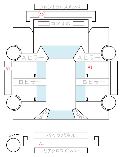 Body condition diagram (damage marks, Japanese labels)