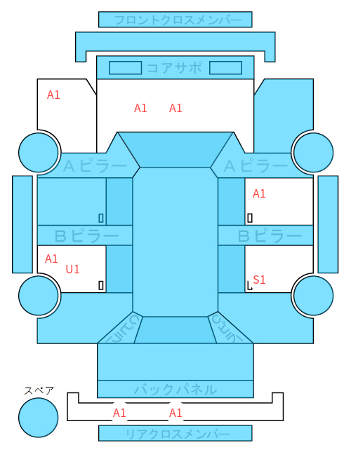 Body condition diagram (damage marks, Japanese labels)