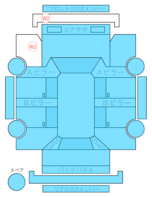 Body condition diagram (damage marks, Japanese labels)