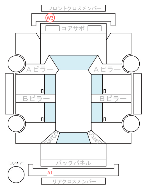 Body condition diagram (damage marks, Japanese labels)