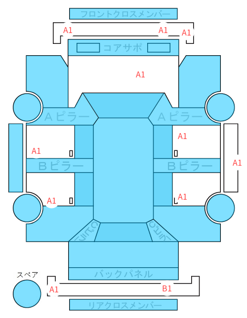 Body condition diagram (damage marks, Japanese labels)