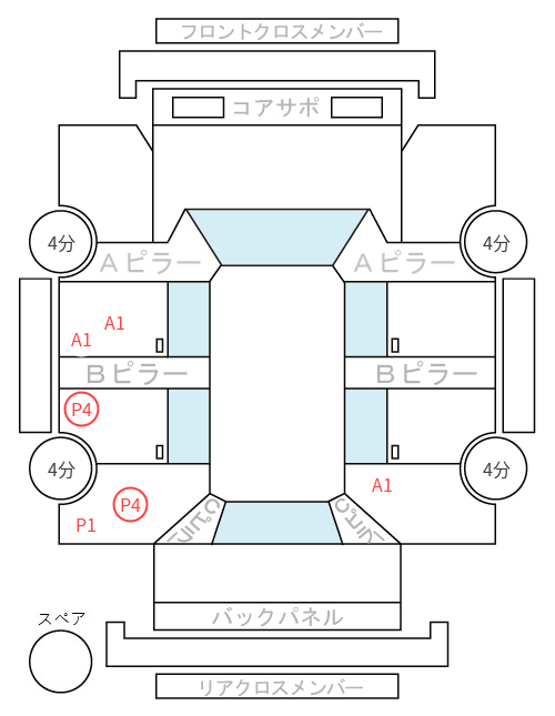 Body condition diagram (damage marks, Japanese labels)