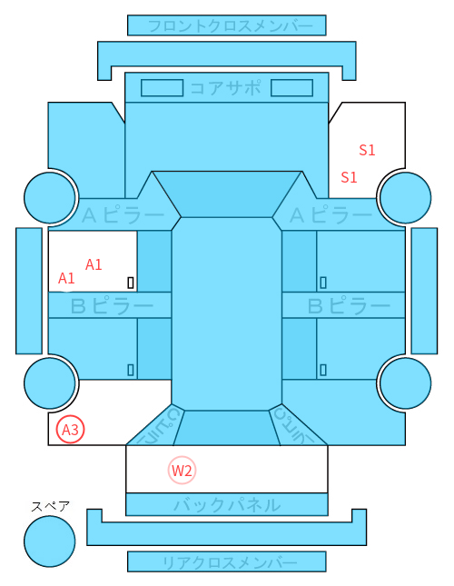 Body condition diagram (damage marks, Japanese labels)