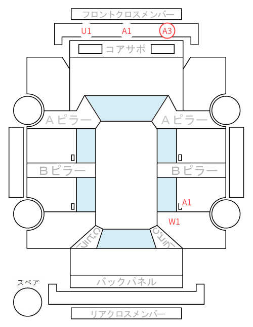 Body condition diagram (damage marks, Japanese labels)