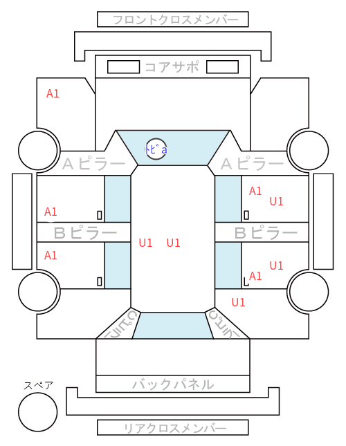 Body condition diagram (damage marks, Japanese labels)