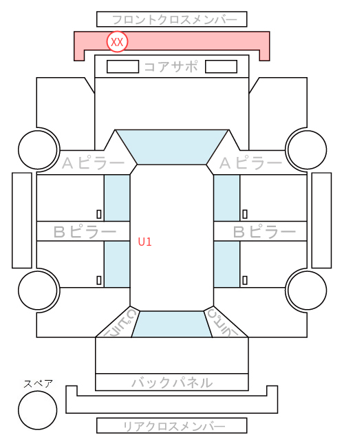 Body condition diagram (damage marks, Japanese labels)