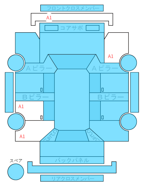 Body condition diagram (damage marks, Japanese labels)