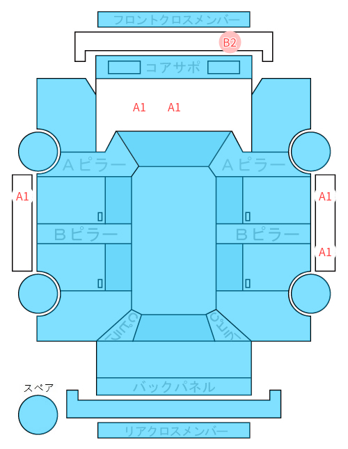 Body condition diagram (damage marks, Japanese labels)