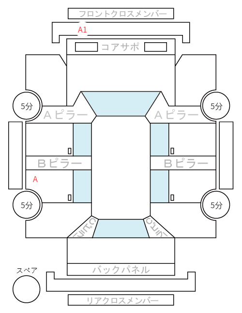Body condition diagram (damage marks, Japanese labels)