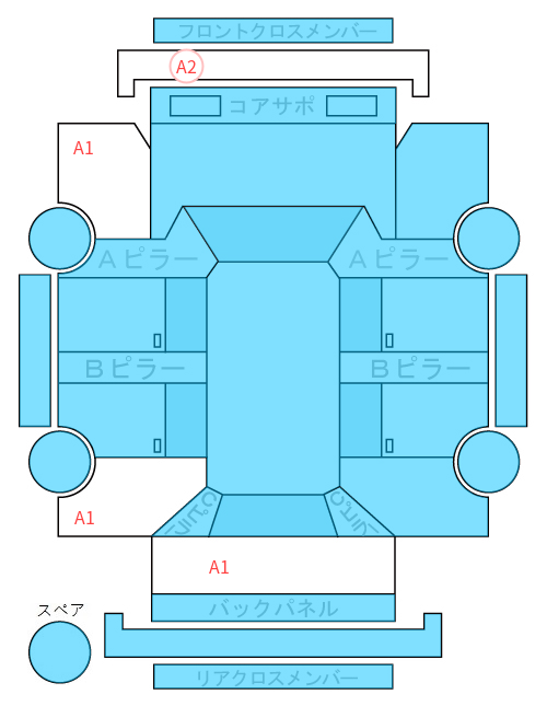 Body condition diagram (damage marks, Japanese labels)