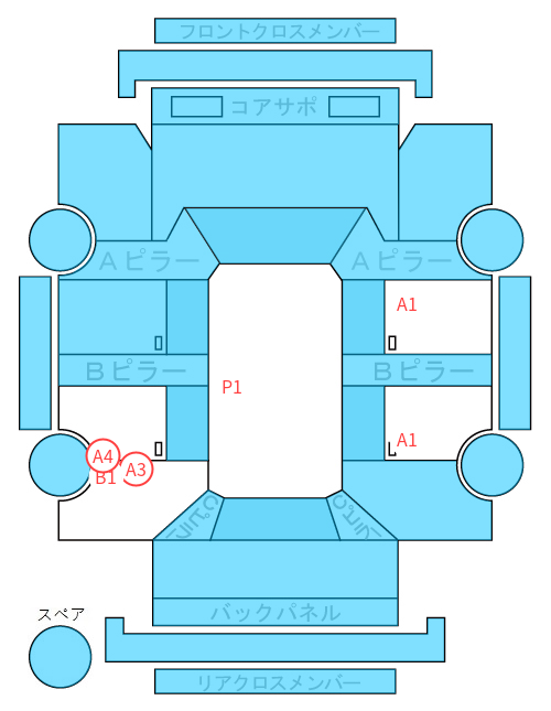 Body condition diagram (damage marks, Japanese labels)