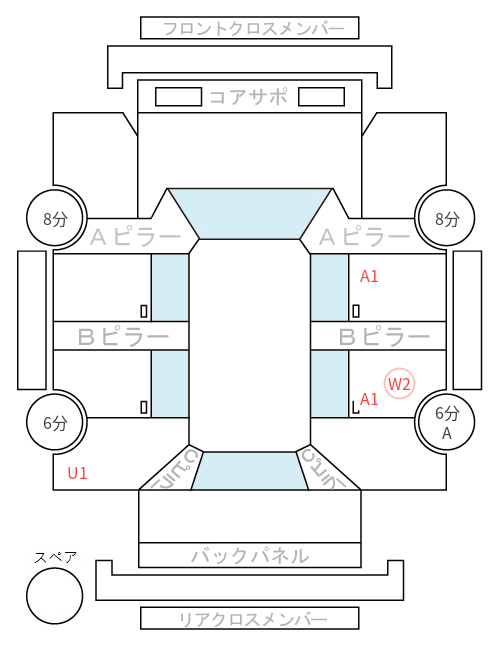 Body condition diagram (damage marks, Japanese labels)