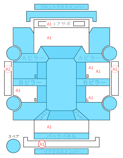 Body condition diagram (damage marks, Japanese labels)