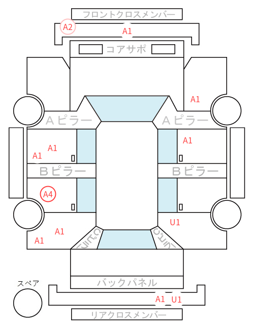 Body condition diagram (damage marks, Japanese labels)