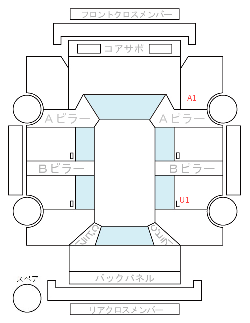Body condition diagram (damage marks, Japanese labels)