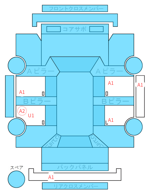 Body condition diagram (damage marks, Japanese labels)
