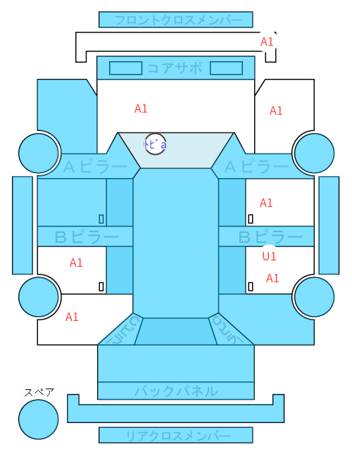Body condition diagram (damage marks, Japanese labels)