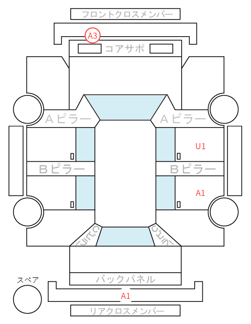 Body condition diagram (damage marks, Japanese labels)