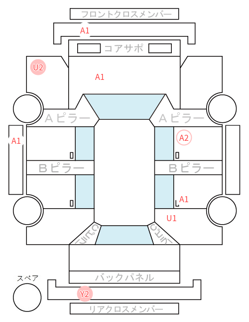 Body condition diagram (damage marks, Japanese labels)