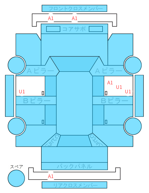 Body condition diagram (damage marks, Japanese labels)