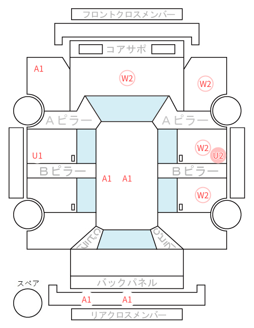 Body condition diagram (damage marks, Japanese labels)