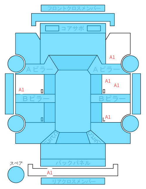 Body condition diagram (damage marks, Japanese labels)