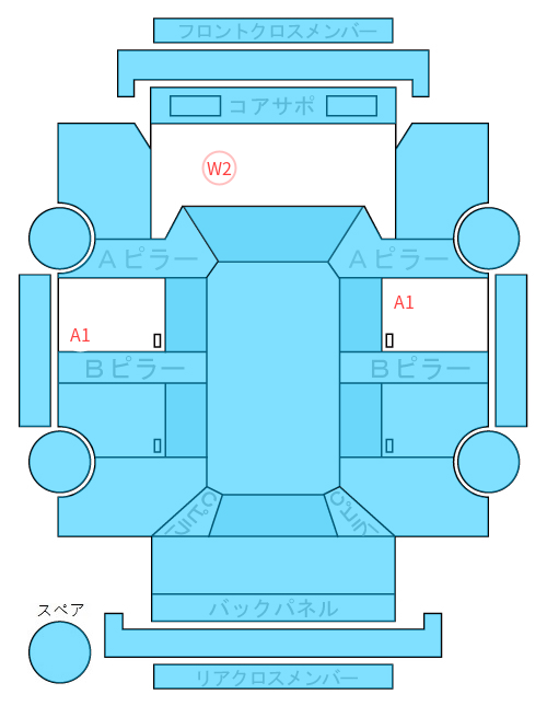 Body condition diagram (damage marks, Japanese labels)