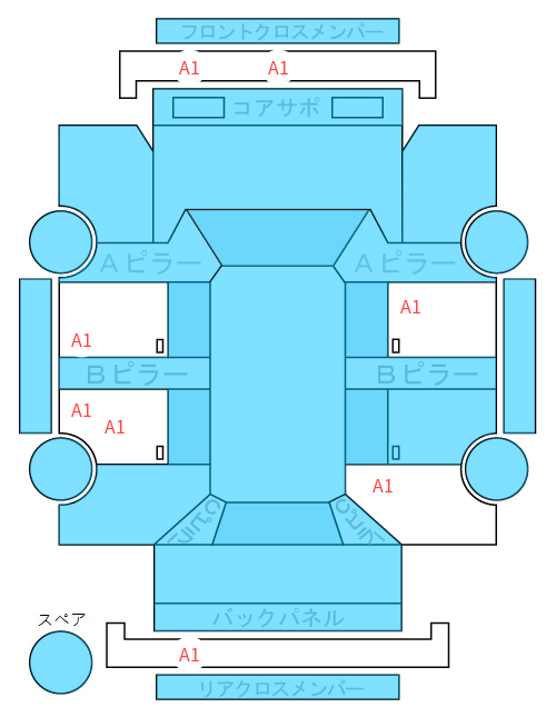 Body condition diagram (damage marks, Japanese labels)