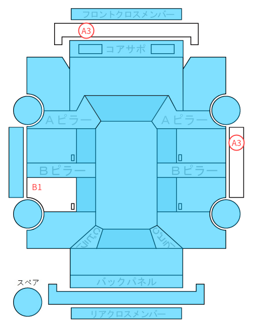 Body condition diagram (damage marks, Japanese labels)