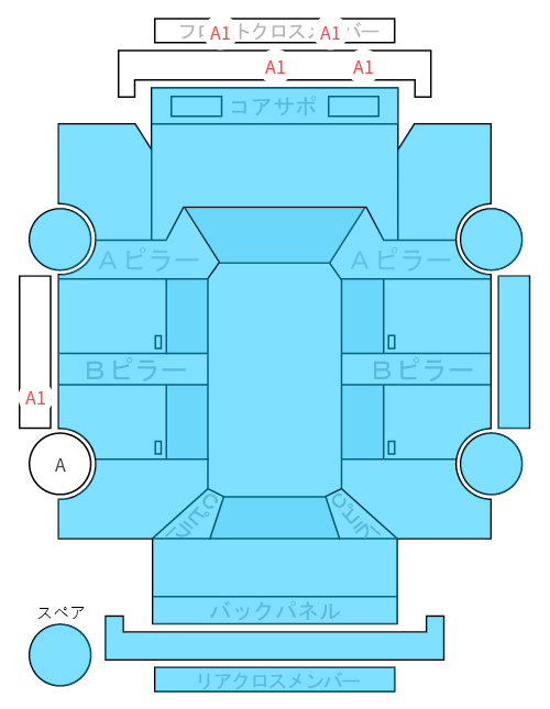 Body condition diagram (damage marks, Japanese labels)