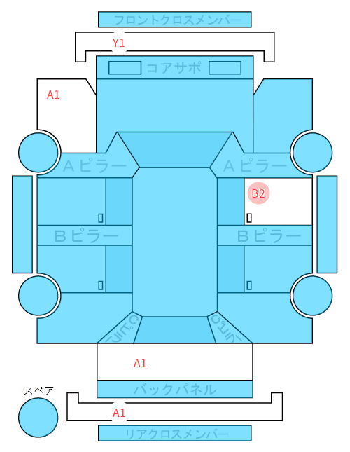 Body condition diagram (damage marks, Japanese labels)