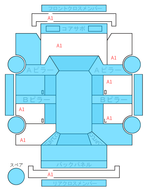 Body condition diagram (damage marks, Japanese labels)