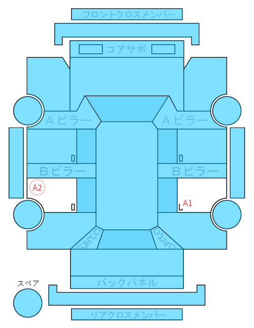 Body condition diagram (damage marks, Japanese labels)
