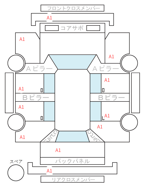 Body condition diagram (damage marks, Japanese labels)