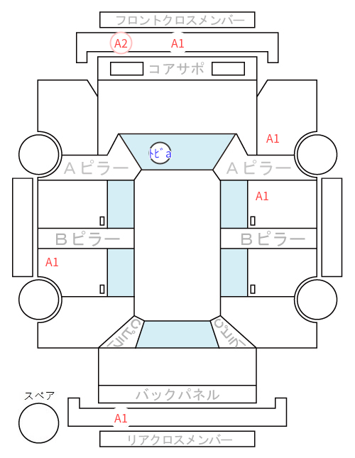 Body condition diagram (damage marks, Japanese labels)