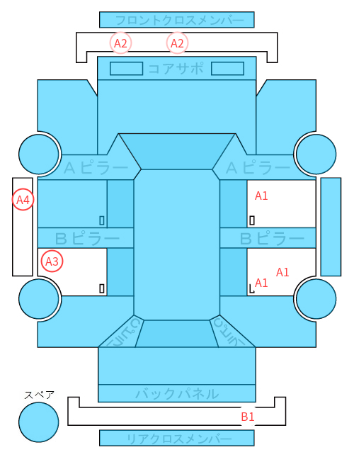 Body condition diagram (damage marks, Japanese labels)