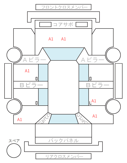 Body condition diagram (damage marks, Japanese labels)