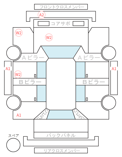 Body condition diagram (damage marks, Japanese labels)