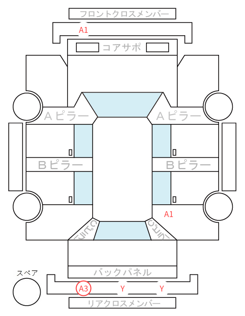 Body condition diagram (damage marks, Japanese labels)