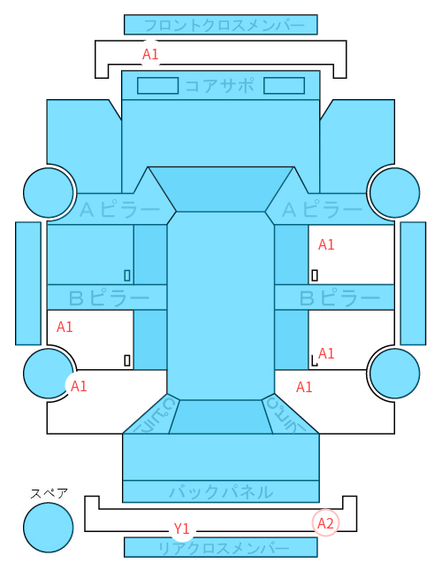 Body condition diagram (damage marks, Japanese labels)