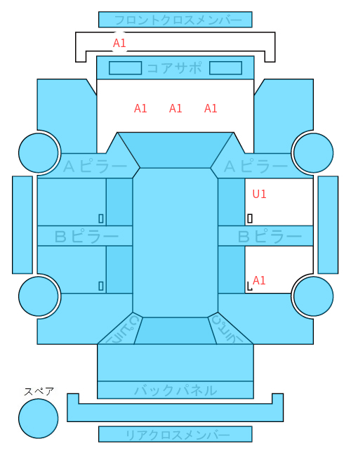 Body condition diagram (damage marks, Japanese labels)