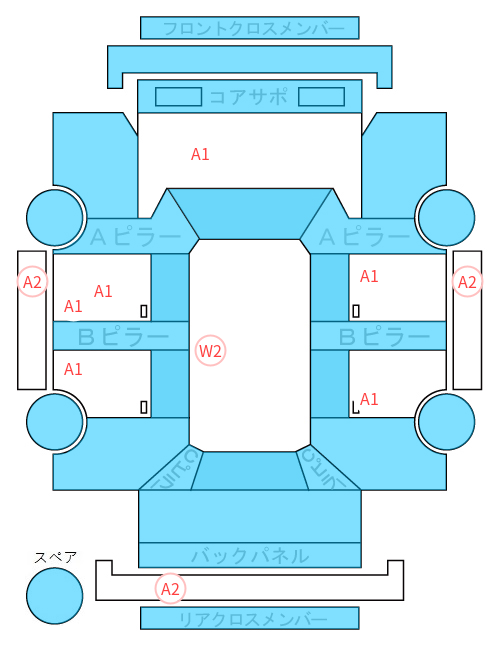 Body condition diagram (damage marks, Japanese labels)
