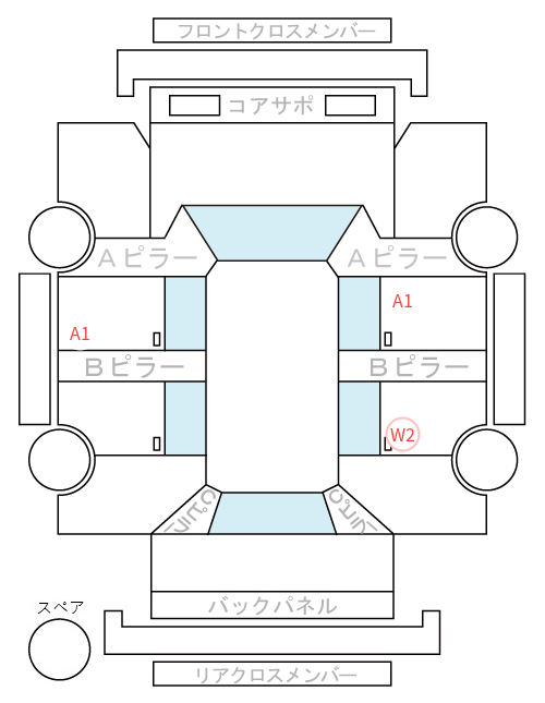 Body condition diagram (damage marks, Japanese labels)
