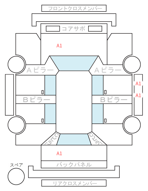 Body condition diagram (damage marks, Japanese labels)