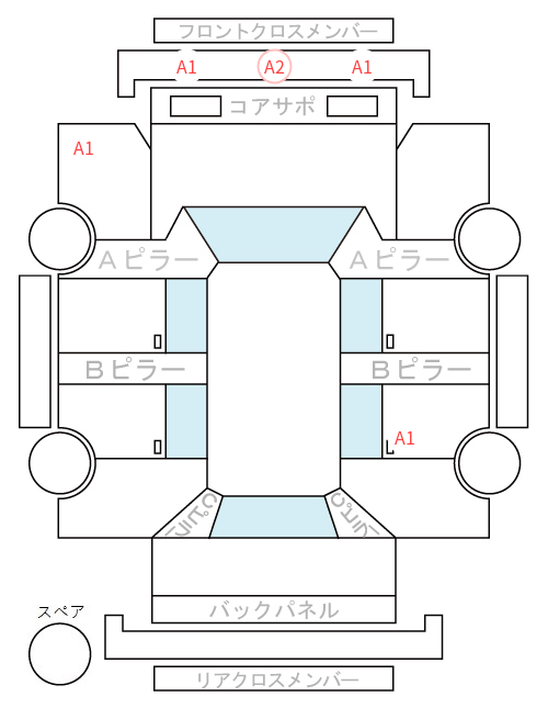 Body condition diagram (damage marks, Japanese labels)
