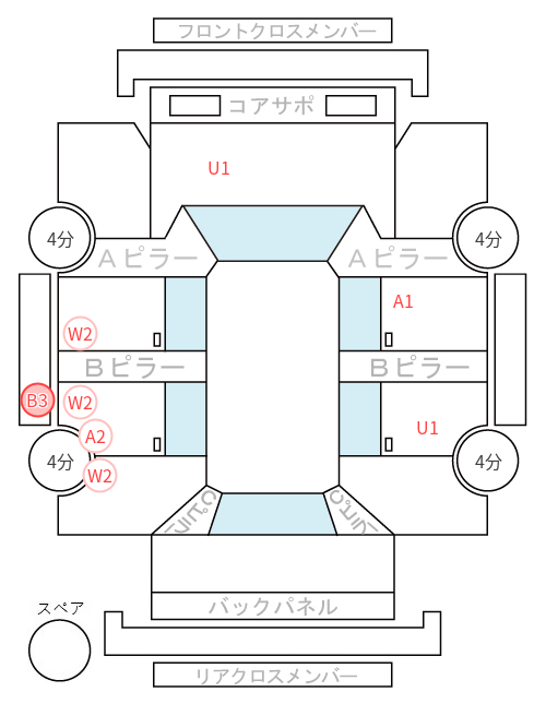 Body condition diagram (damage marks, Japanese labels)