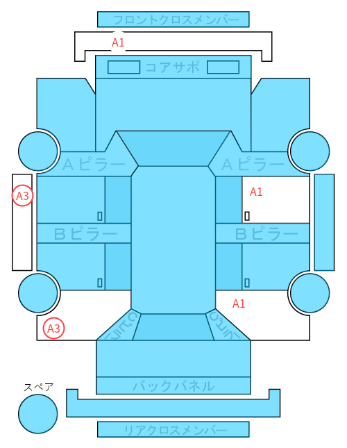 Body condition diagram (damage marks, Japanese labels)