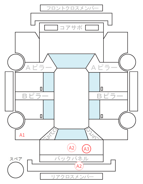 Body condition diagram (damage marks, Japanese labels)