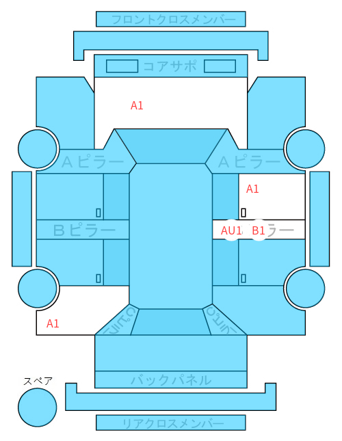 Body condition diagram (damage marks, Japanese labels)
